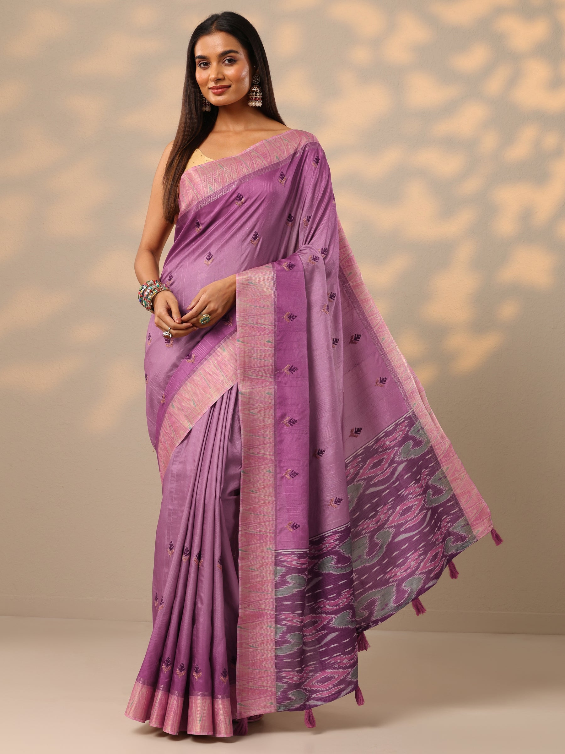 Libas Art Pink Embellished Silk Blend Palazzo Saree