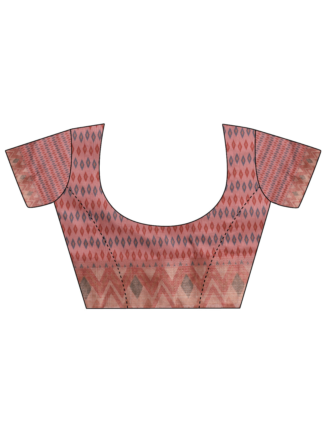  Peach Ikat Woven Design Silk Blend Saree With Unstitched Blouse Piece 