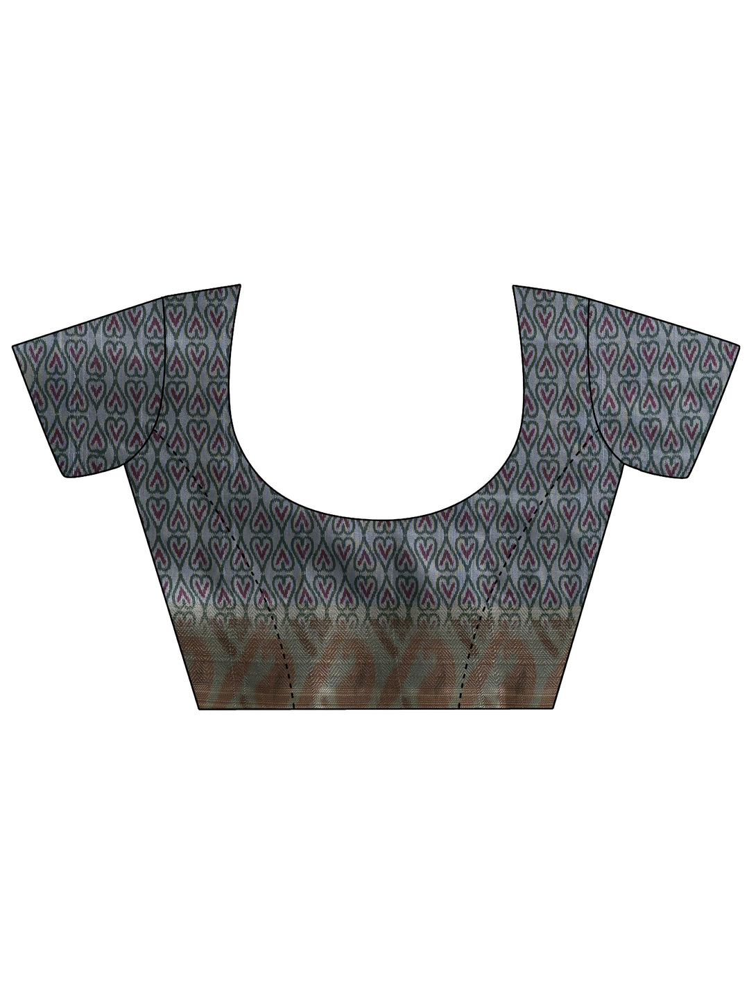  Grey Ikat Woven Design Silk Blend Saree With Unstitched Blouse Piece 