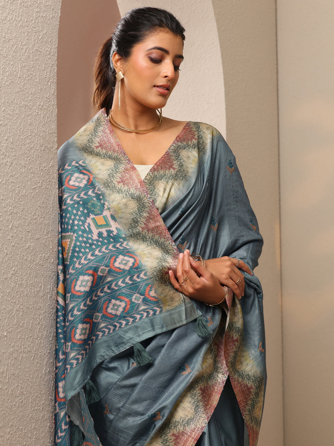  Green Woven Design Silk Blend Sarees With Unstitched Blouse Piece 
