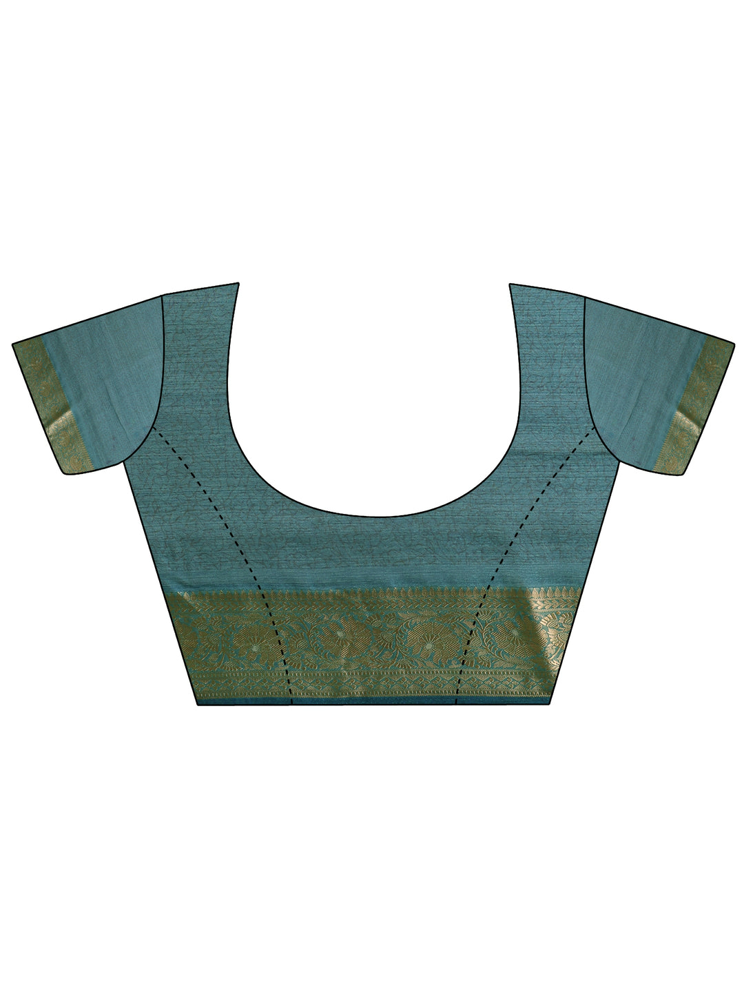  Teal Printed Georgette Saree With Unstitched Blouse Piece 