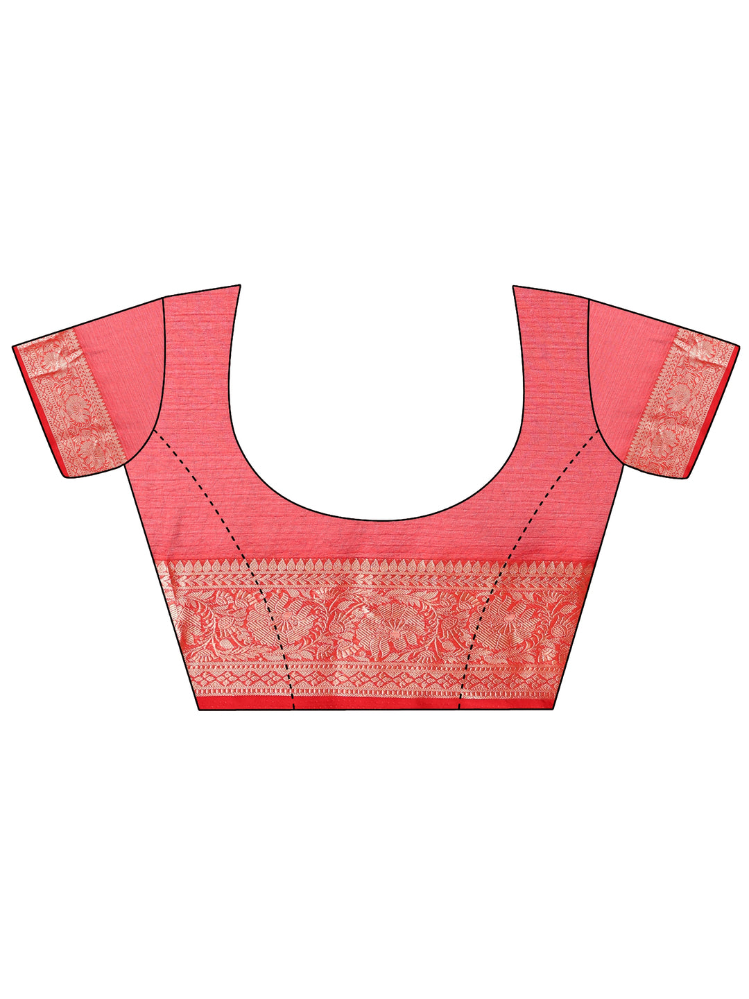  Red Printed Banarasi Georgette Saree With Unstitched Blouse Piece 