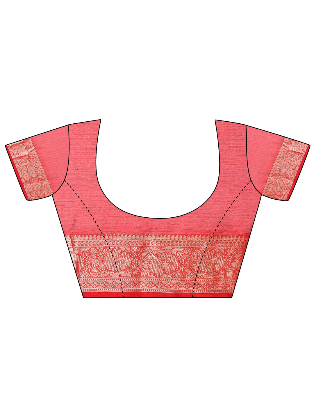  Red Printed Banarasi Georgette Saree With Unstitched Blouse Piece 