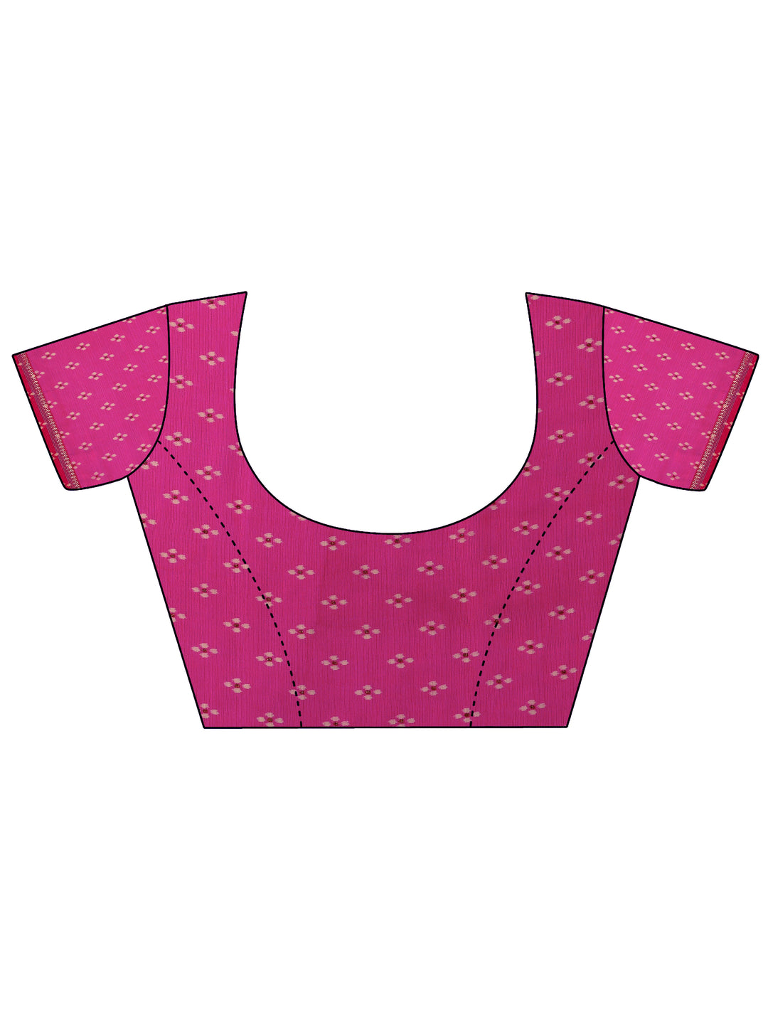  Pink Ikat Printed Chiffon Saree With Unstitched Blouse Piece 