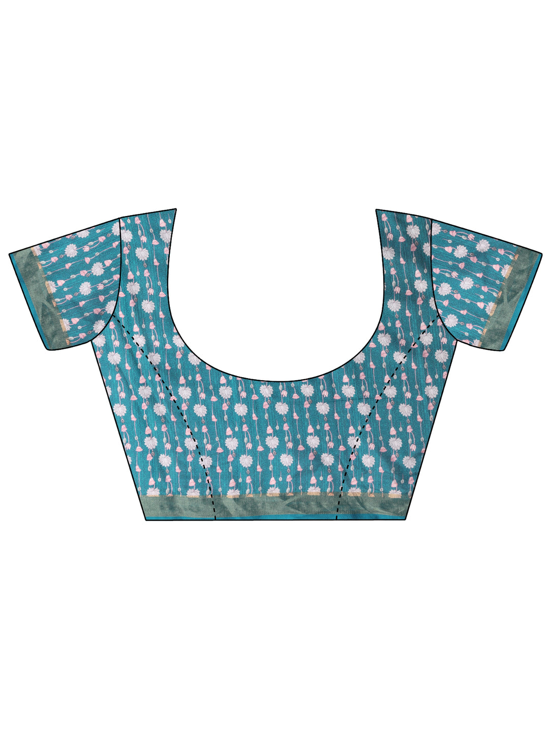  Blue Printed Silk Blend Sarees With Unstitched Blouse Piece 