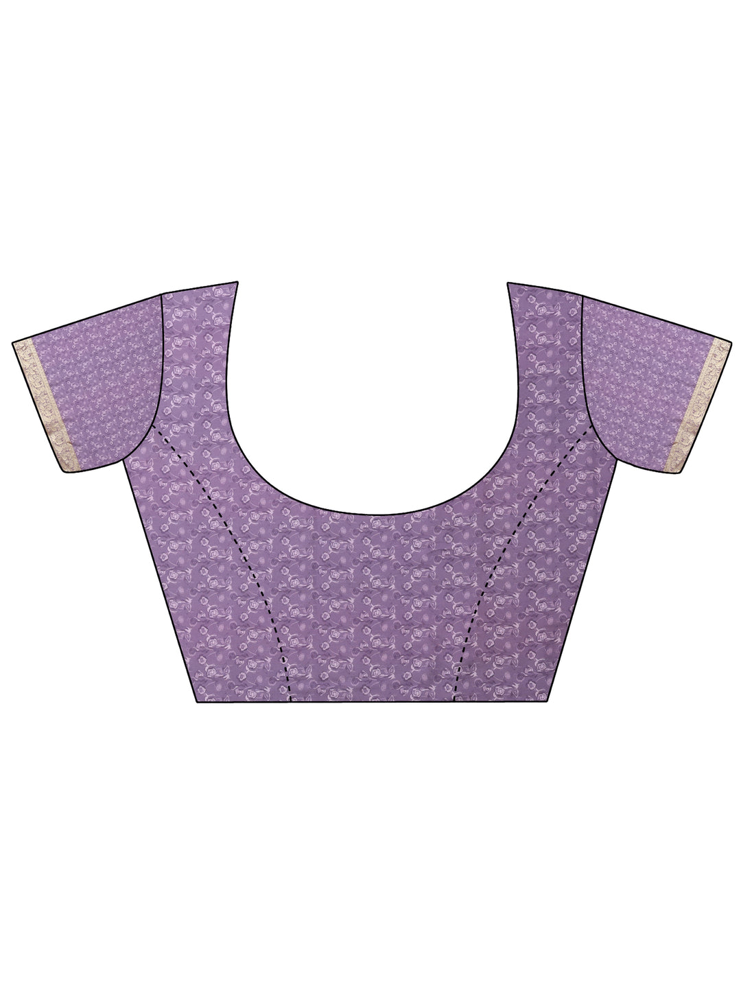  Lavender Printed Crepe Saree With Unstitched Blouse Piece 