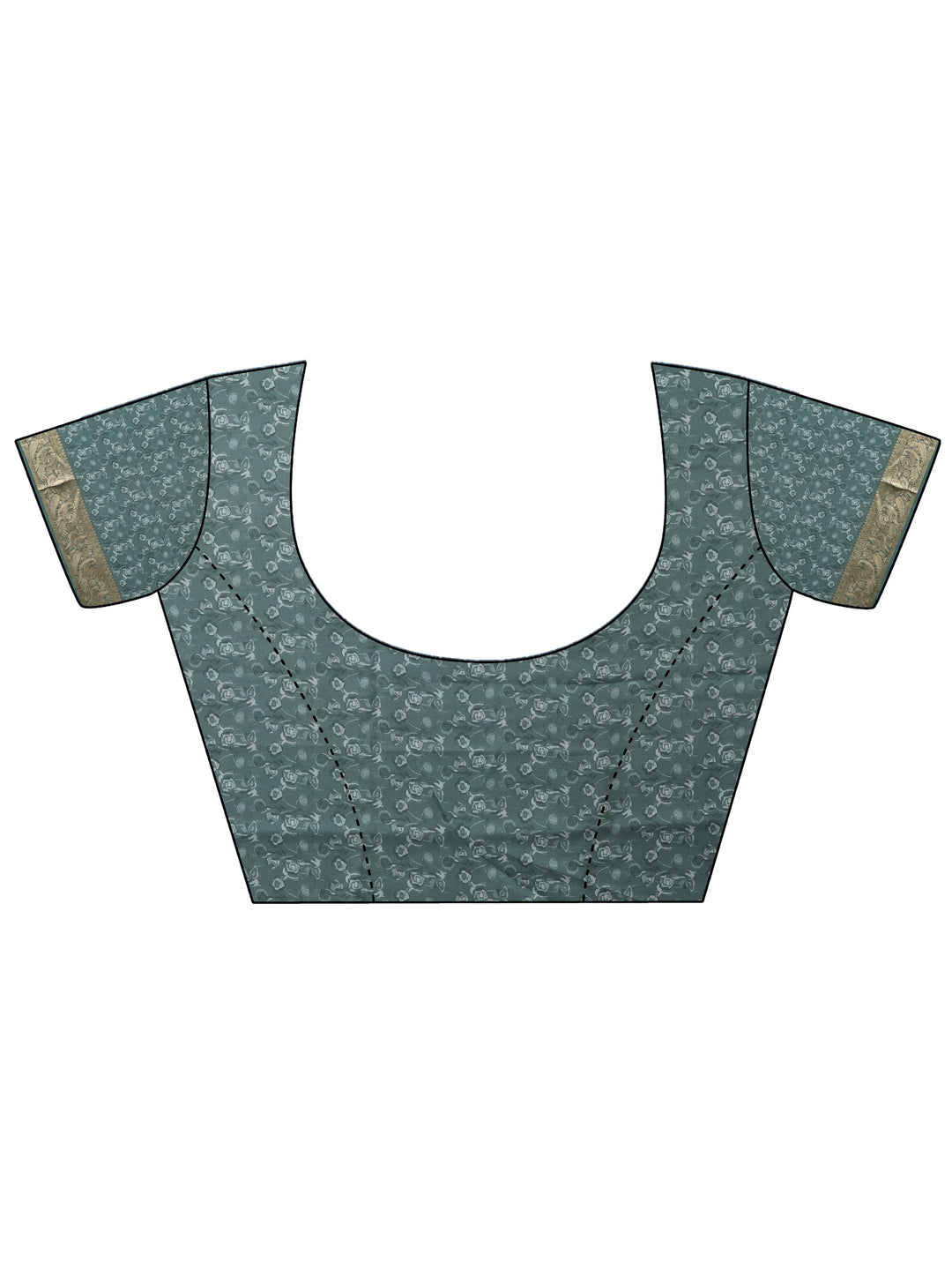  Green Printed Crepe Saree With Unstitched Blouse Piece 