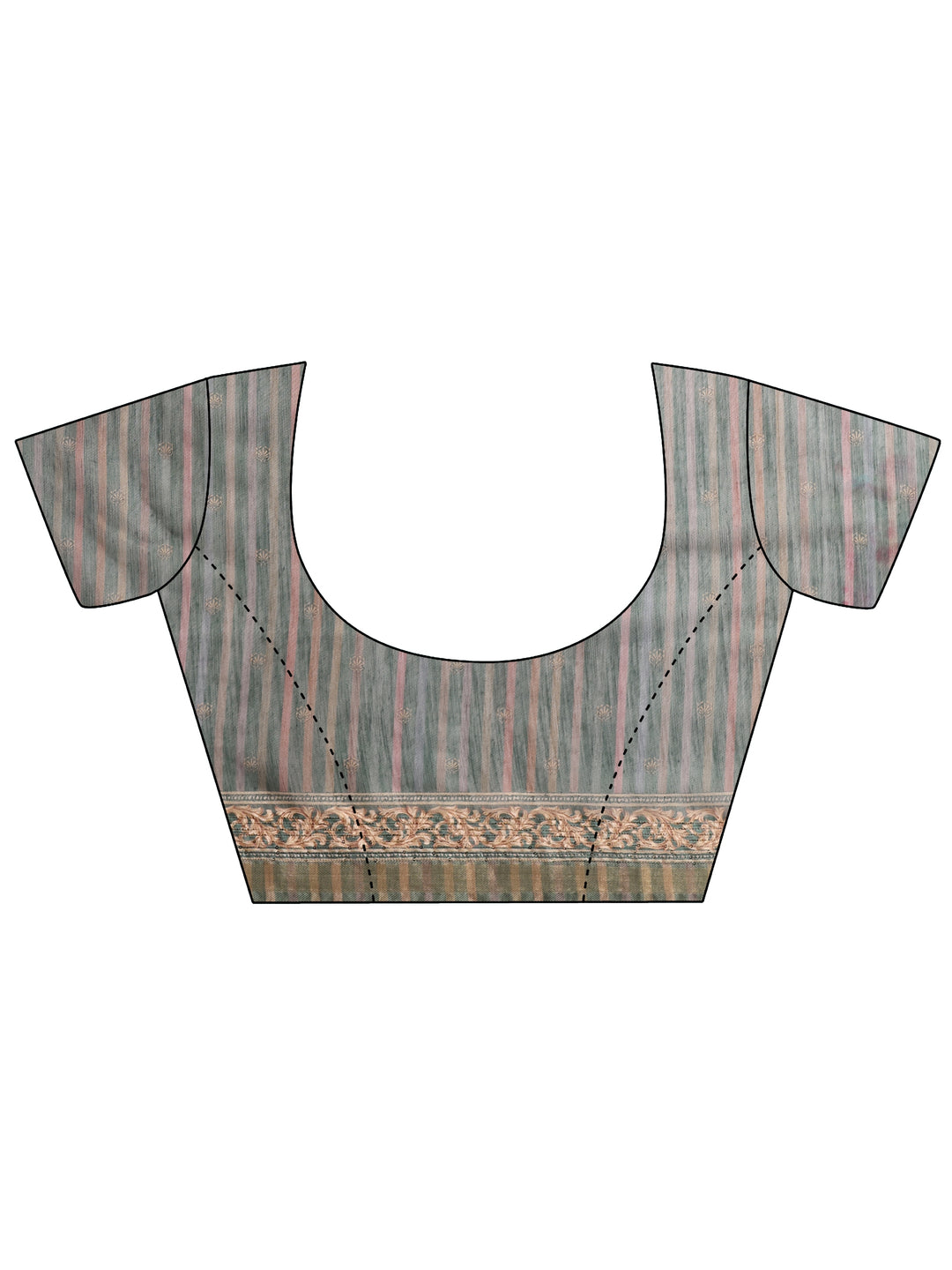  Tan Printed Cotton Blend Saree With Unstitched Blouse Piece 
