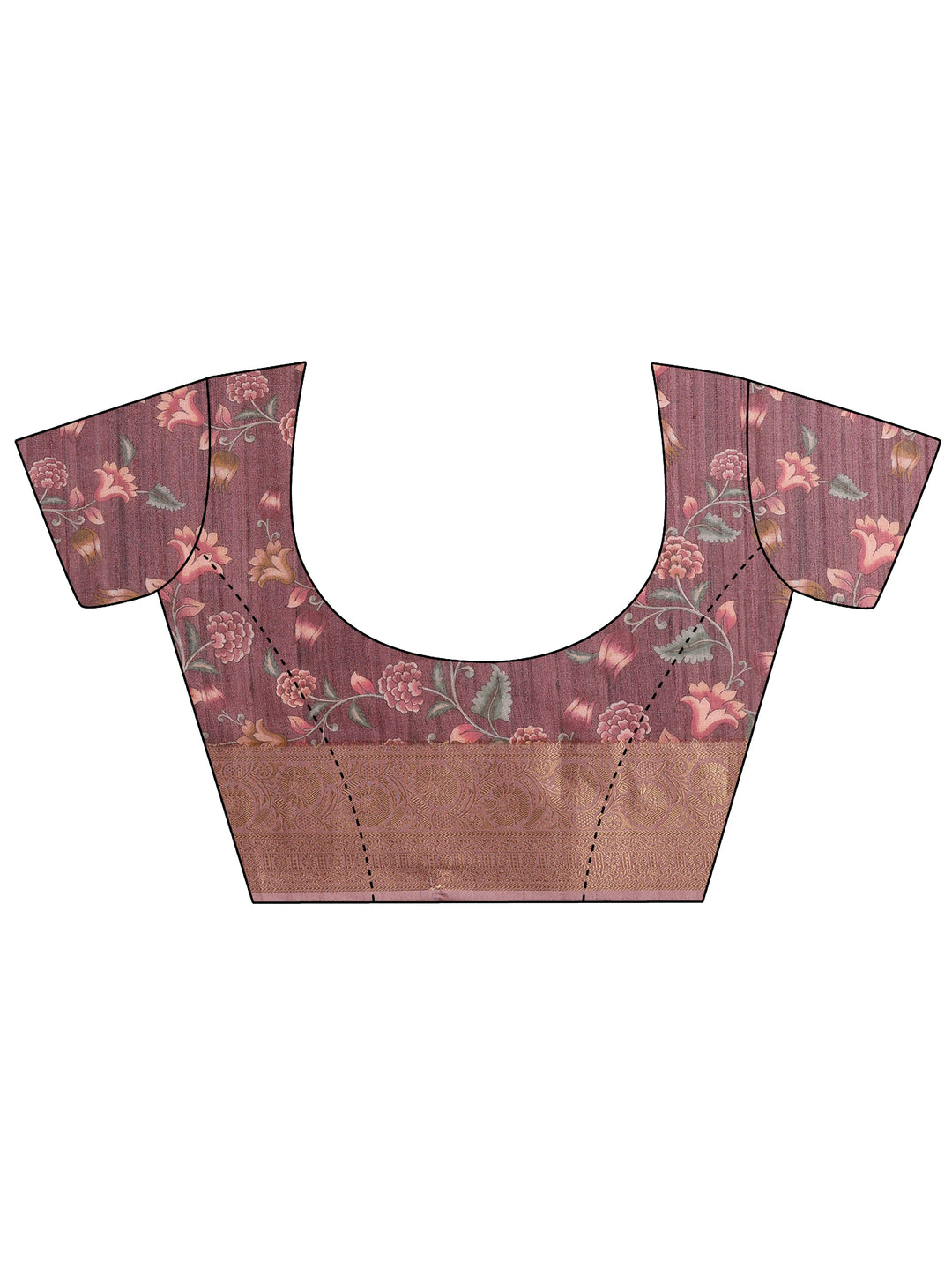 Mauve Printed Georgette Saree With Unstitched Blouse Piece 