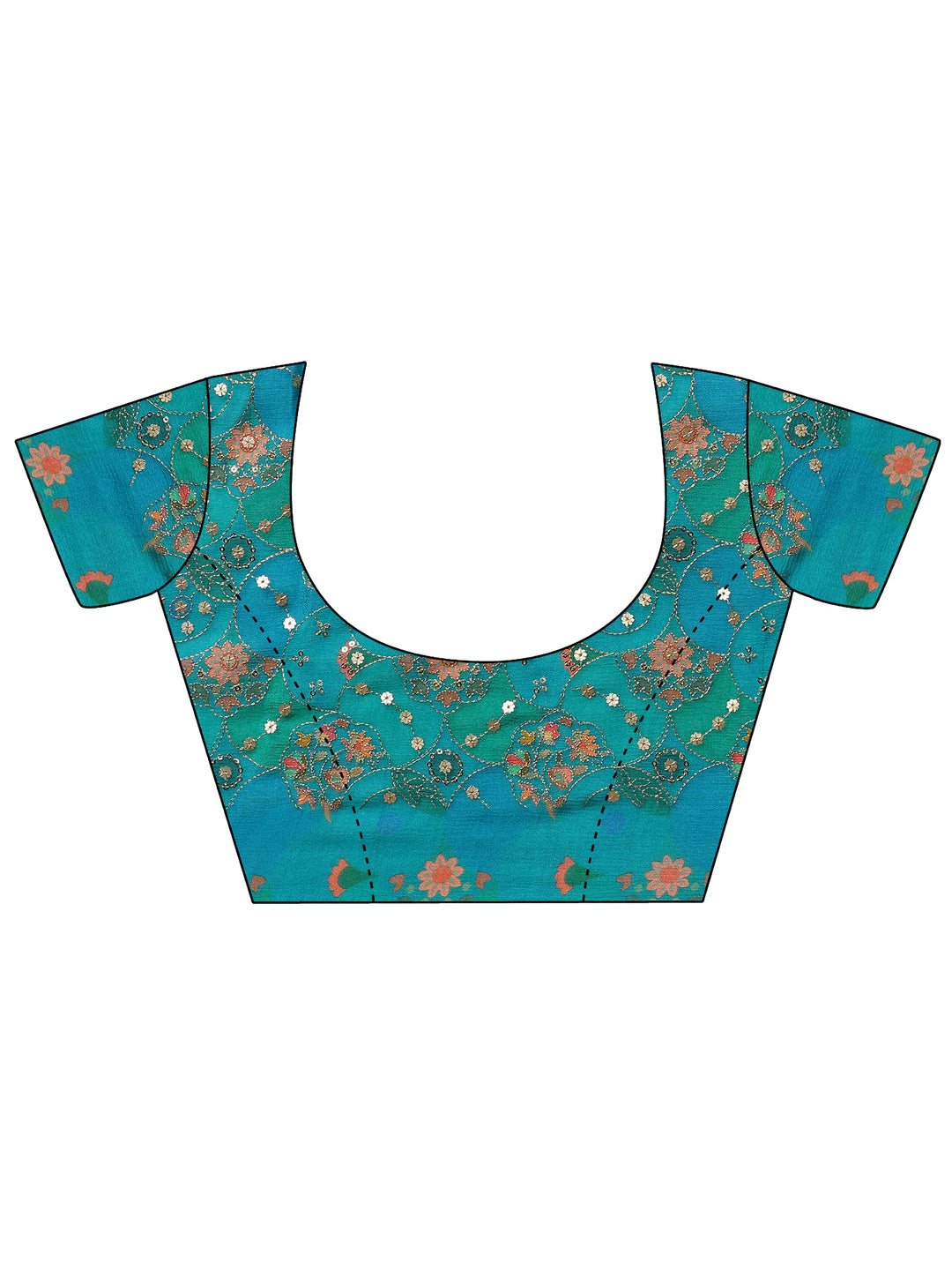  Teal Solid Georgette Saree With Unstitched Blouse Piece 
