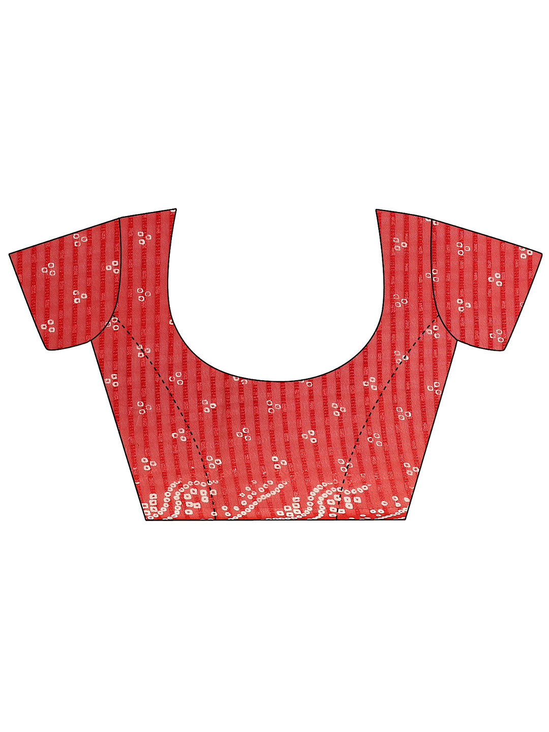  Red Bandhani Printed Chiffon Saree With Unstitched Blouse Piece 