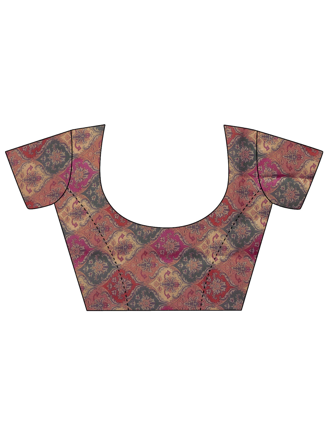  Burgundy Printed Organza Saree With Unstitched Blouse Piece 
