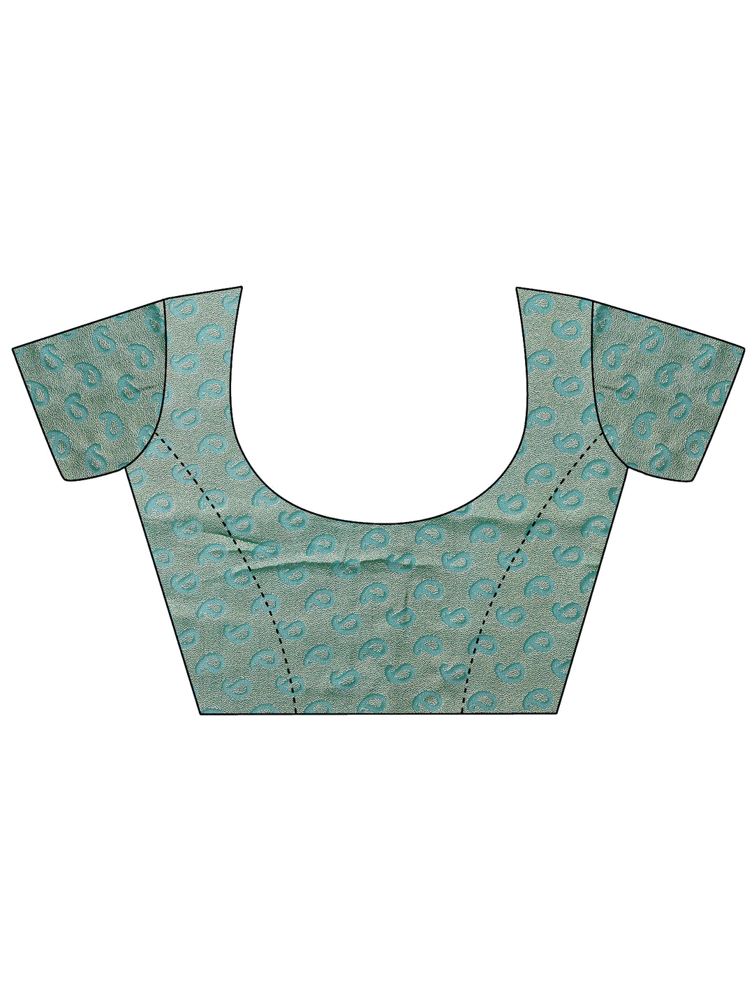  Teal Printed Georgette Saree With Unstitched Blouse Piece 