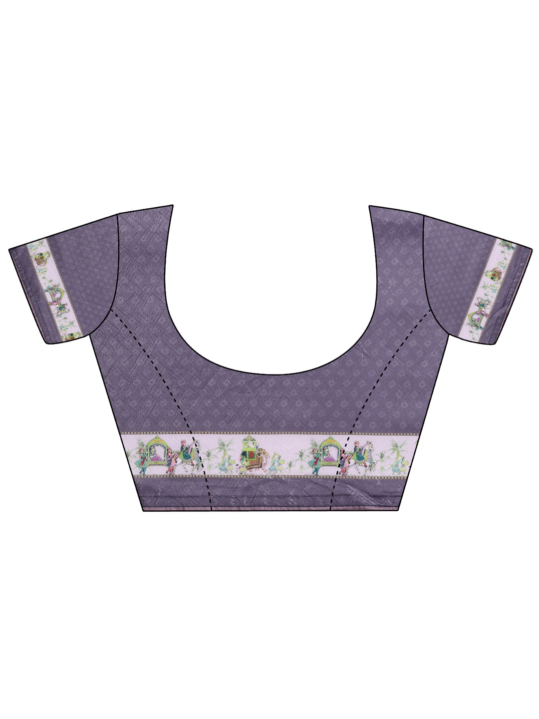  Purple Printed Silk Blend Sarees With Unstitched Blouse Piece 