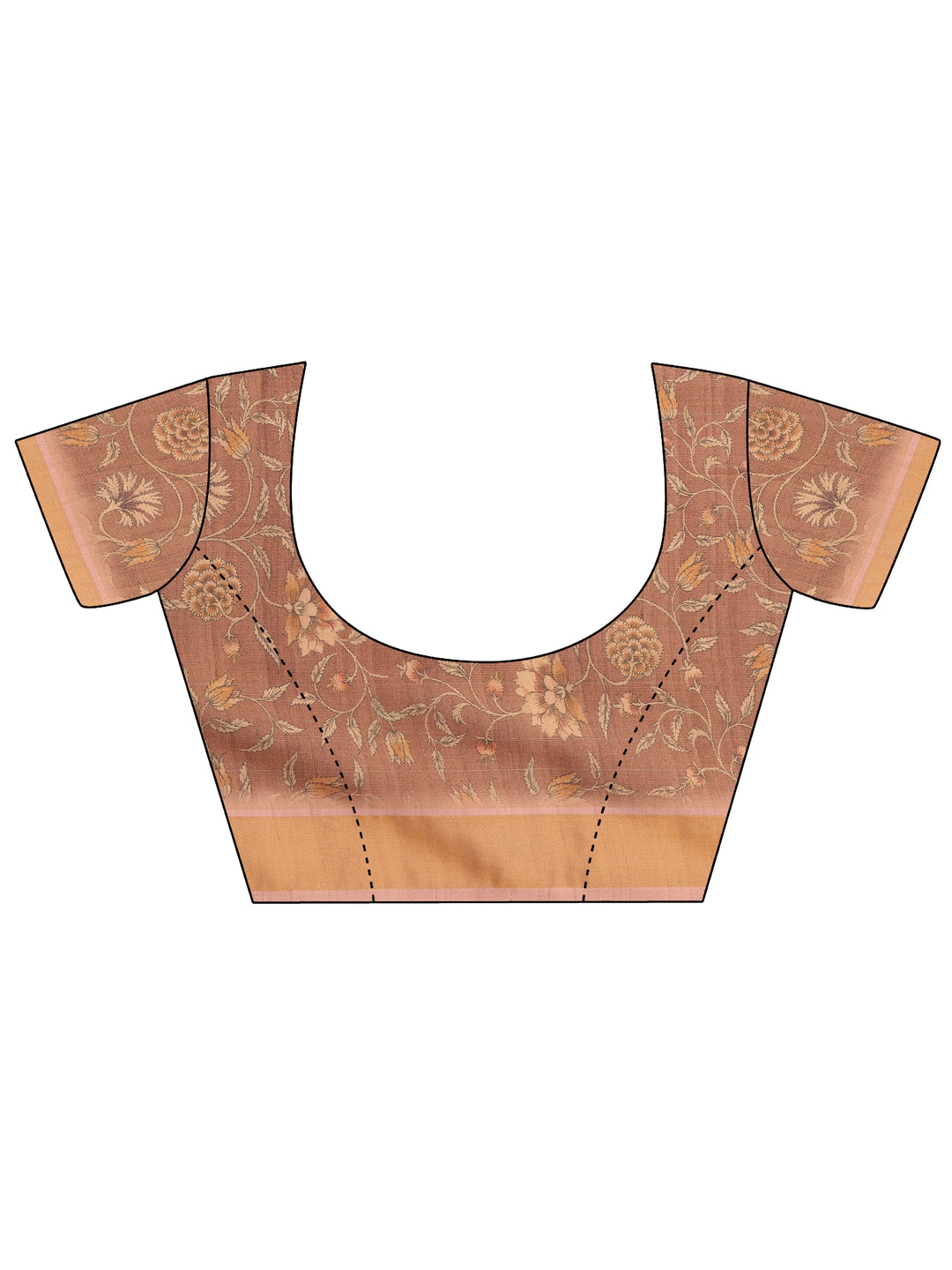  Peach Printed Silk Blend Sarees With Unstitched Blouse Piece 