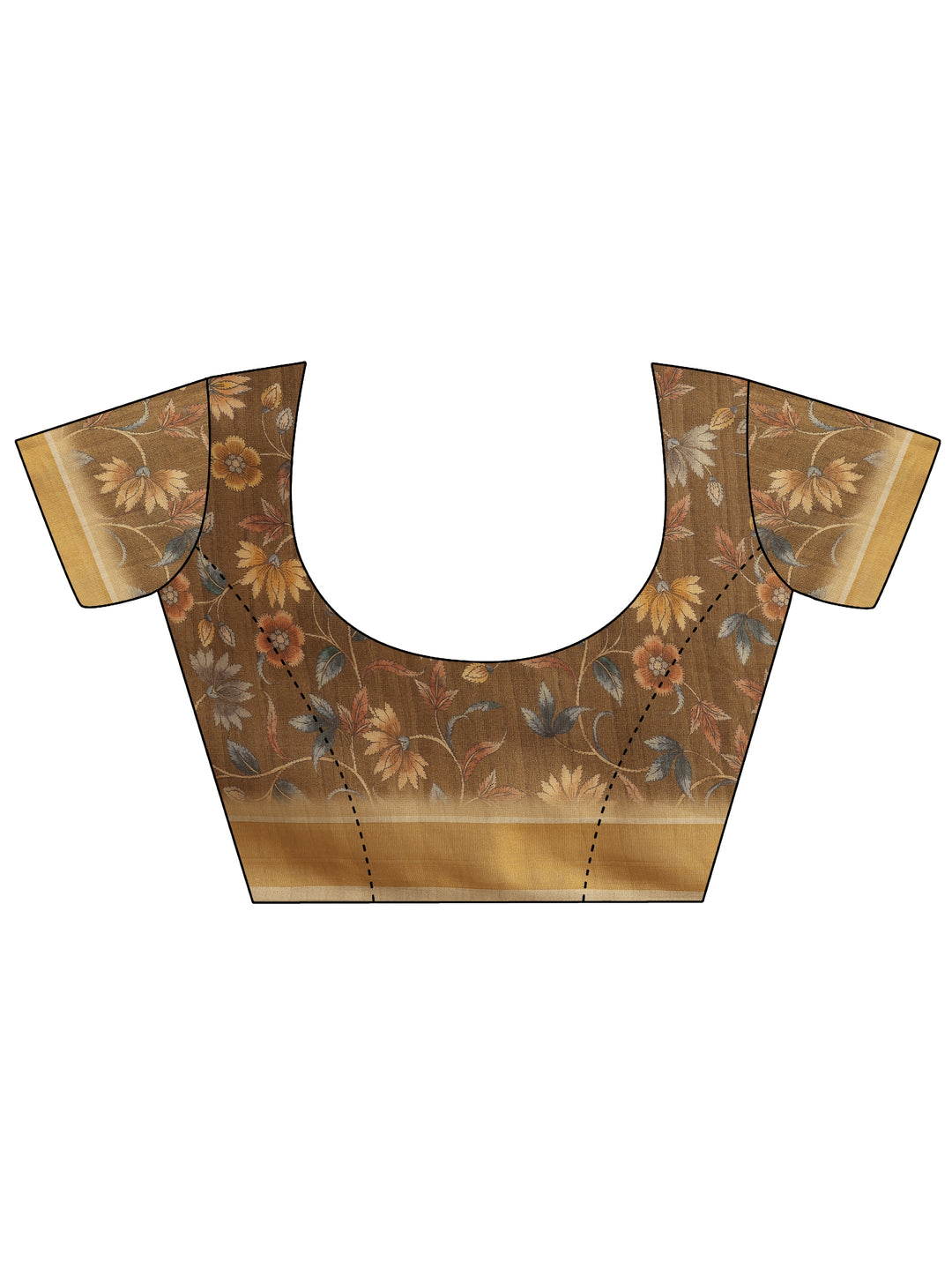  Beige Printed Silk Blend Sarees With Unstitched Blouse Piece 