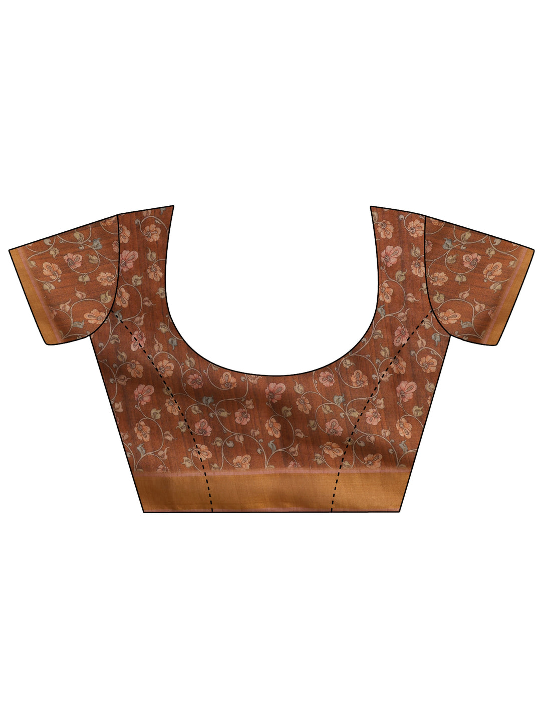 Peach Printed Silk Blend Sarees With Unstitched Blouse Piece 