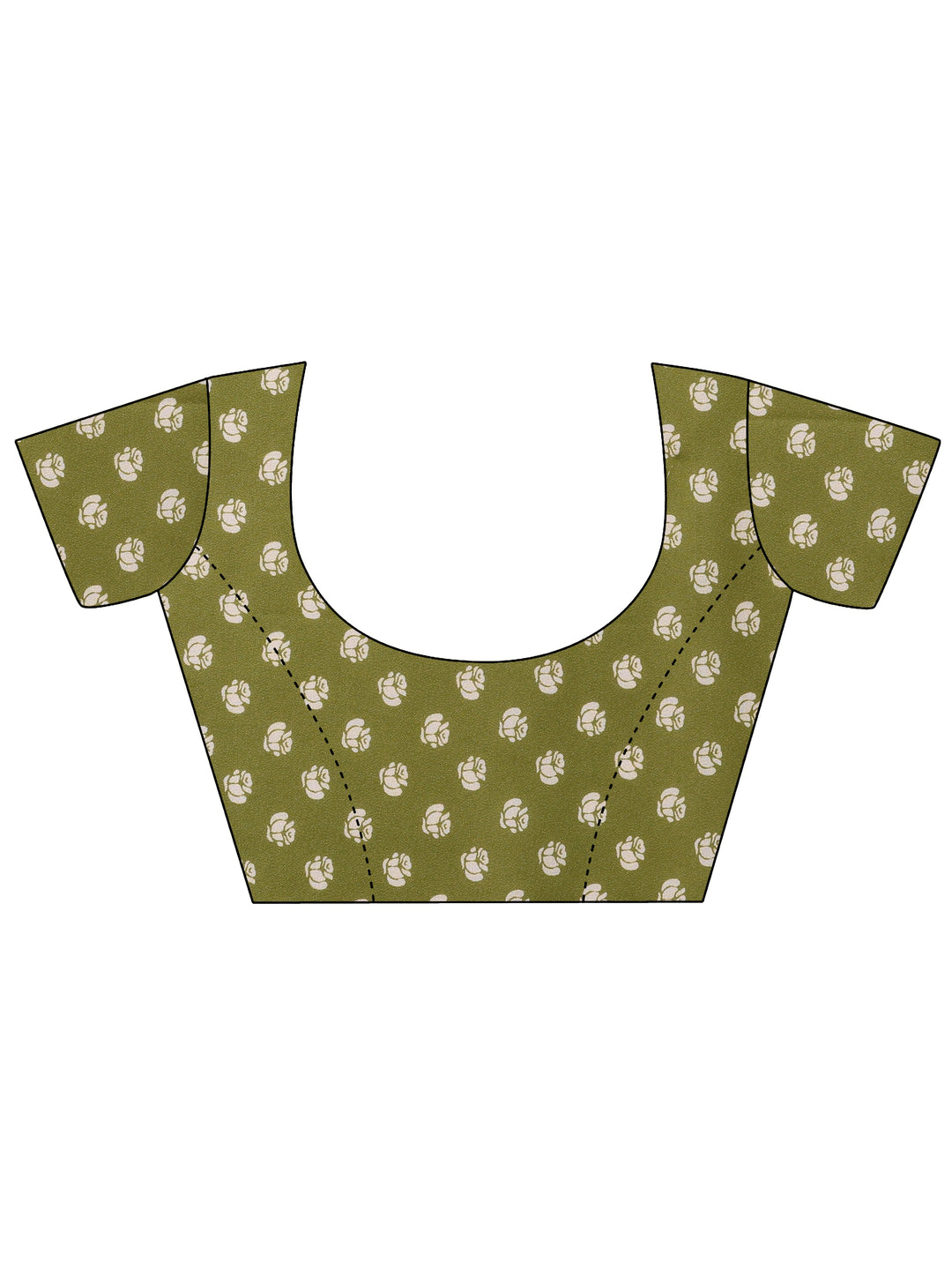  Green Printed Georgette Sarees With Unstitched Blouse Piece 