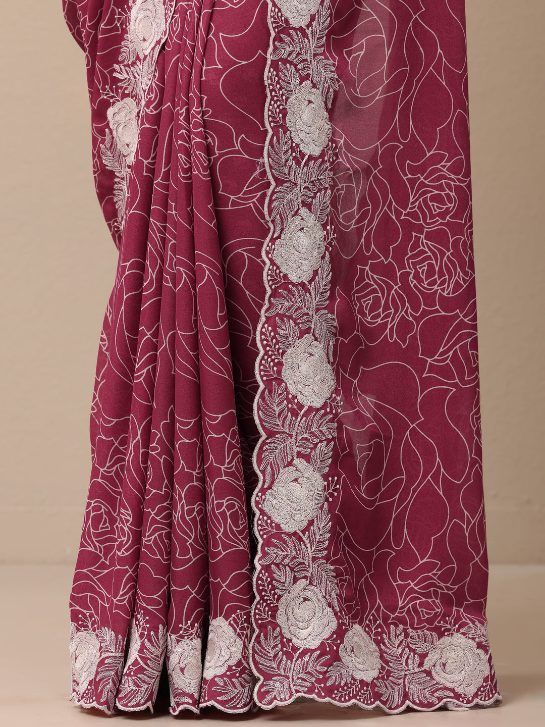  Pink Printed Georgette Sarees With Unstitched Blouse Piece 