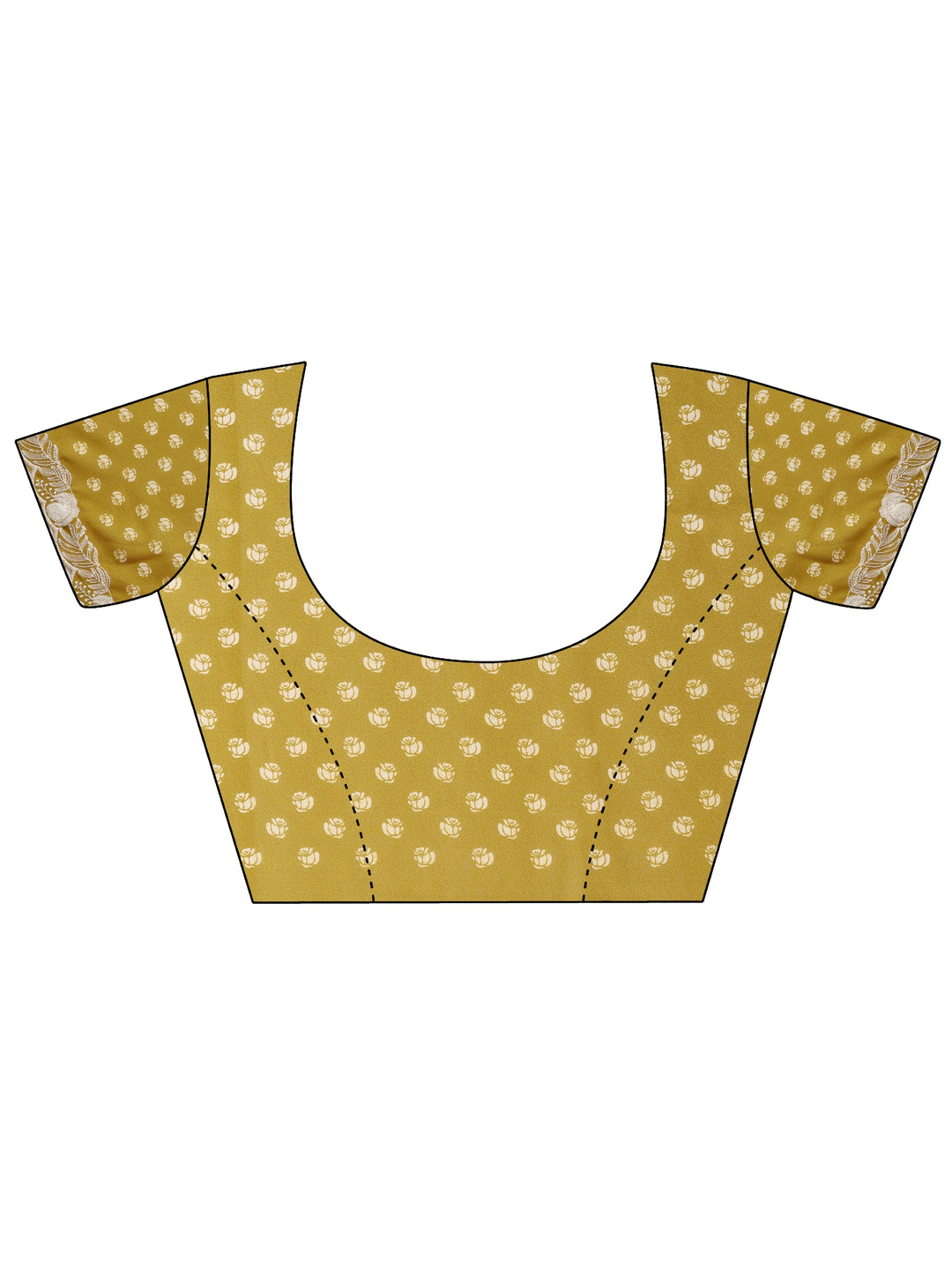  Mustard Printed Georgette Sarees With Unstitched Blouse Piece 