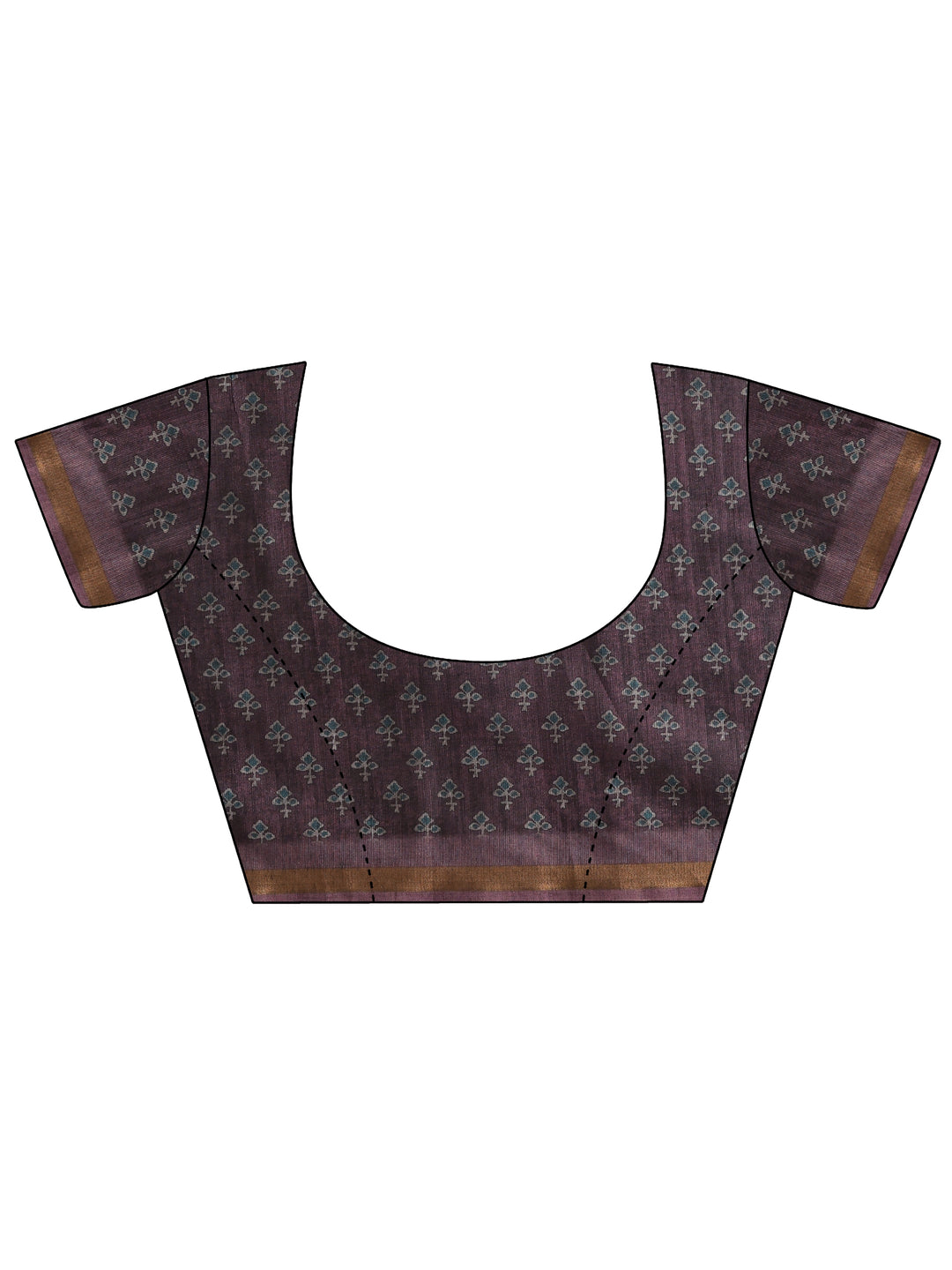  Wine Printed Cotton Blend Sarees With Unstitched Blouse Piece 