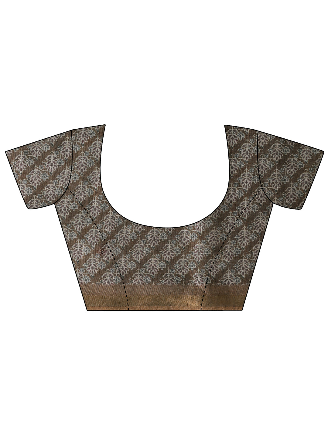  Olive Printed cotton blend Saree With Unstitched Blouse Piece 