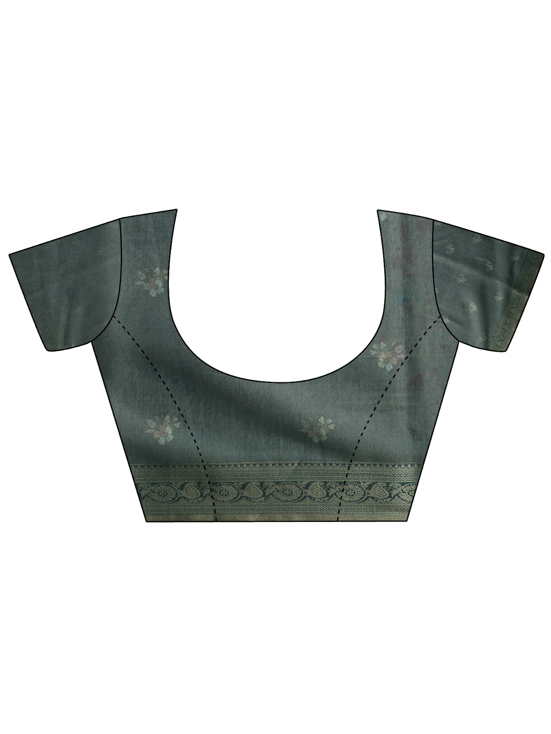  Turquoise blue Printed Silk Blend Sarees With Unstitched Blouse Piece 