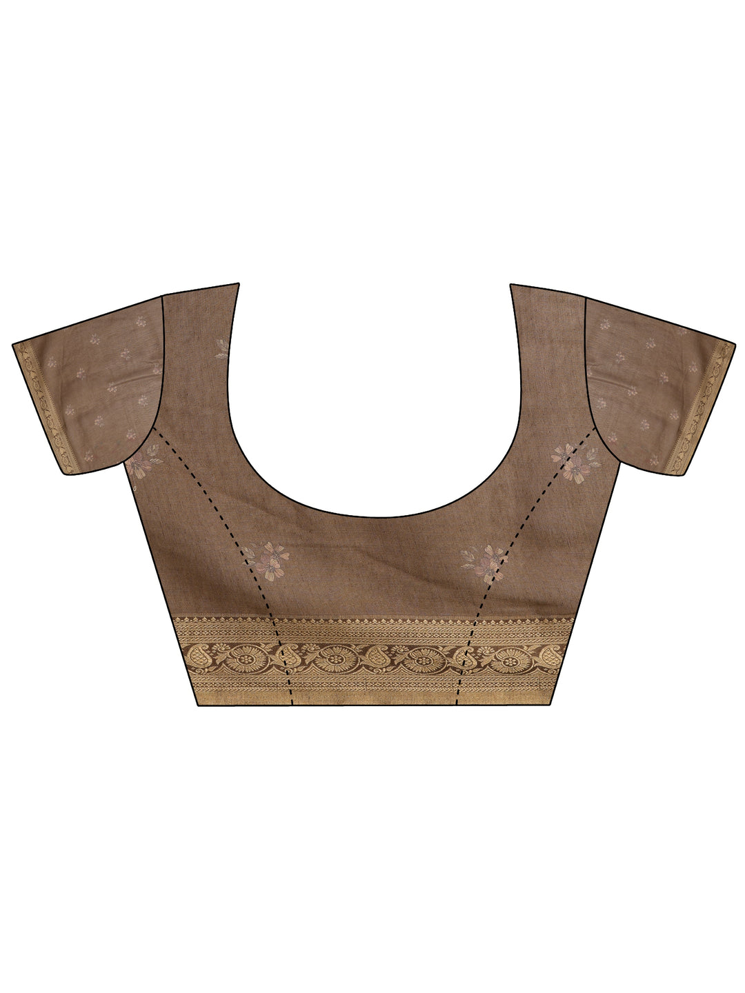  Brown Printed Silk Blend Sarees With Unstitched Blouse Piece 