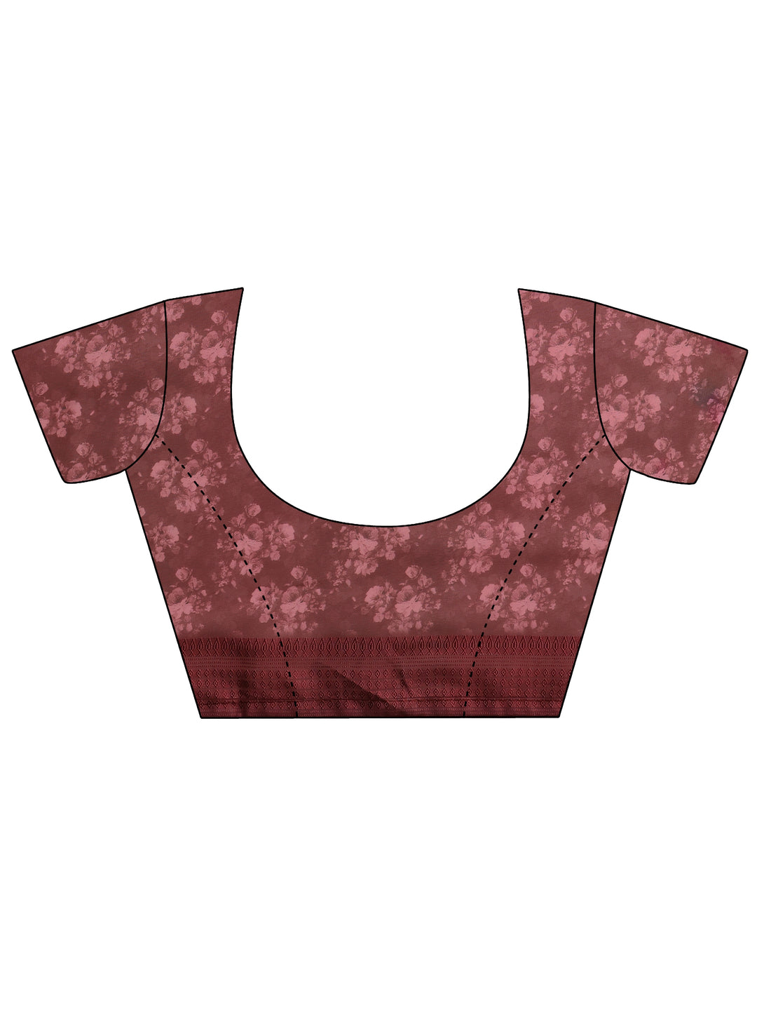  Maroon Printed Georgette Saree With Unstitched Blouse Piece 