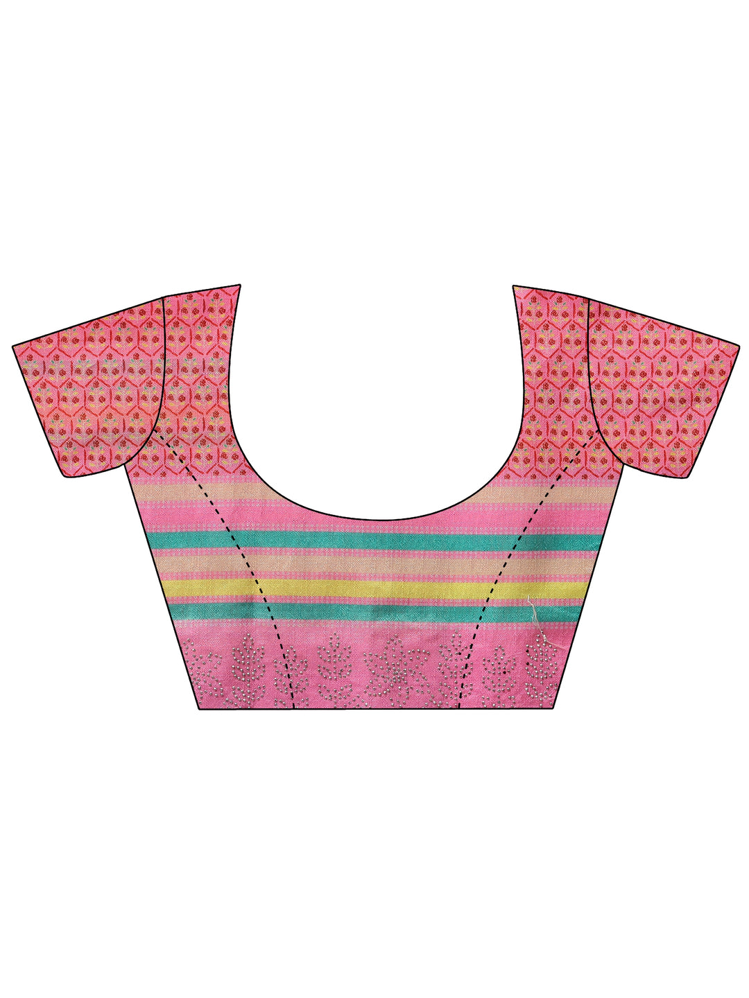  Pink Embellished Chinon Saree With Unstitched Blouse Piece 