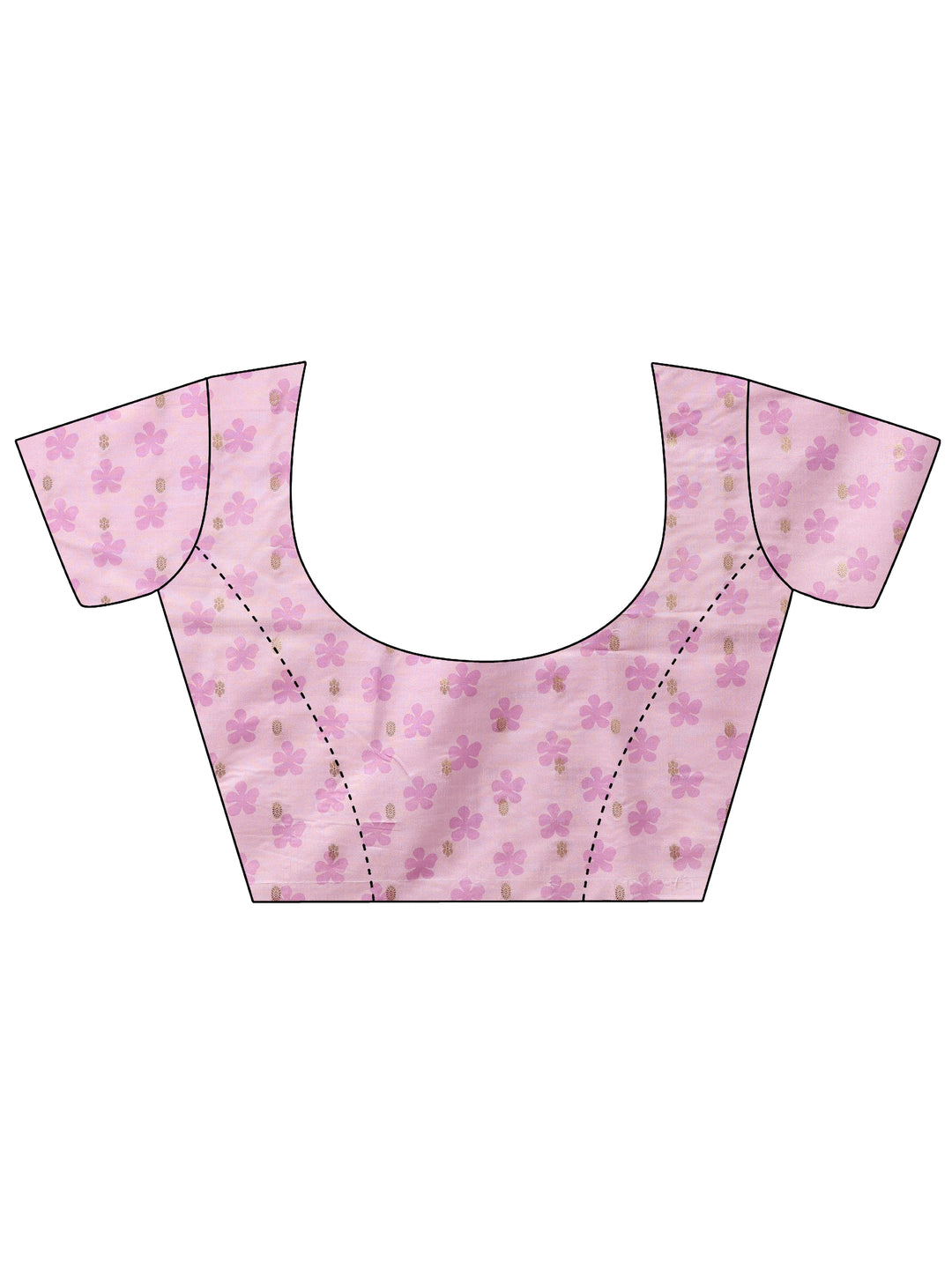  Lavender Printed Silk blend Saree With Unstitched Blouse Piece 