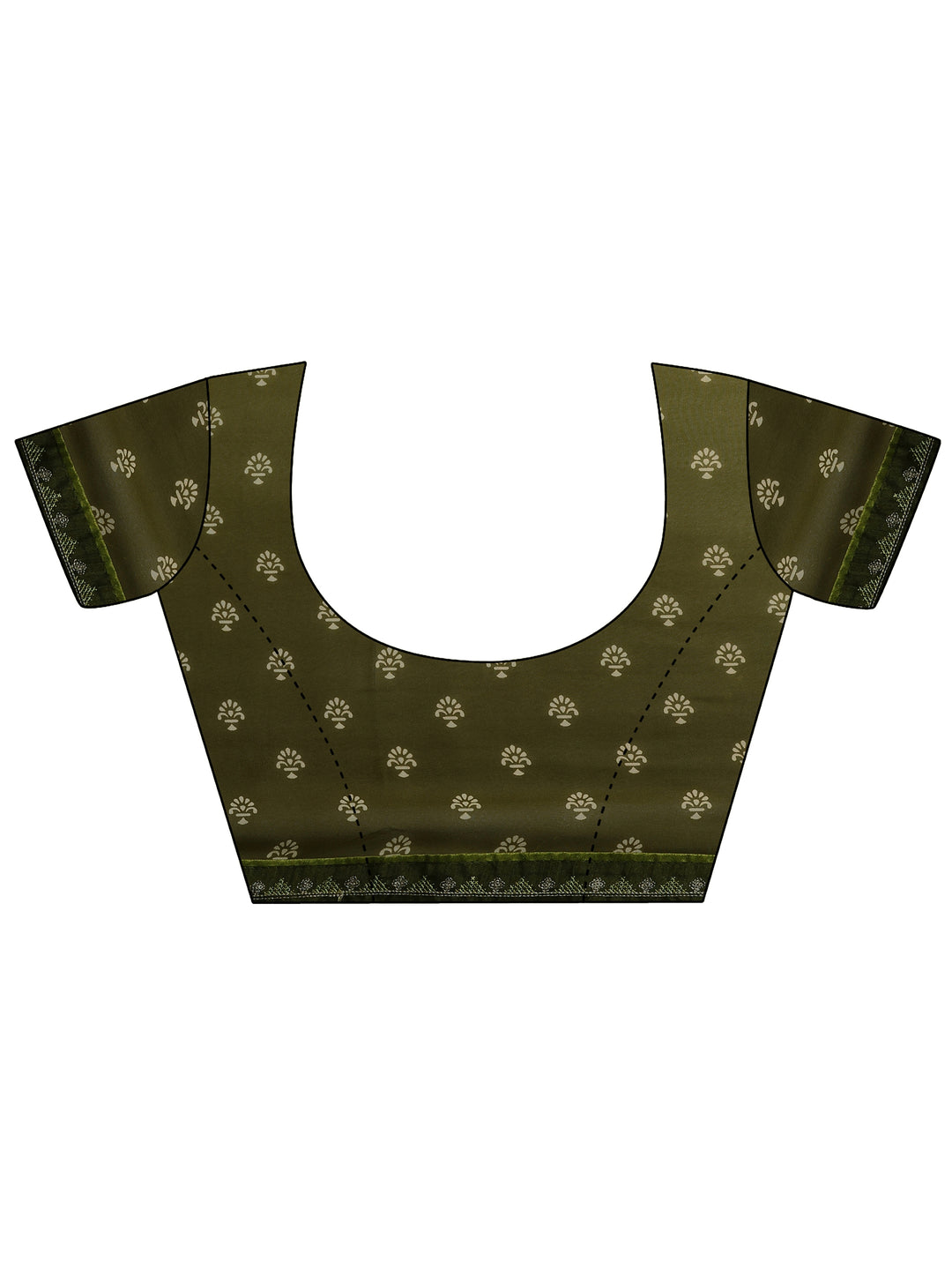  Green Printed Georgette Sarees With Unstitched Blouse Piece 