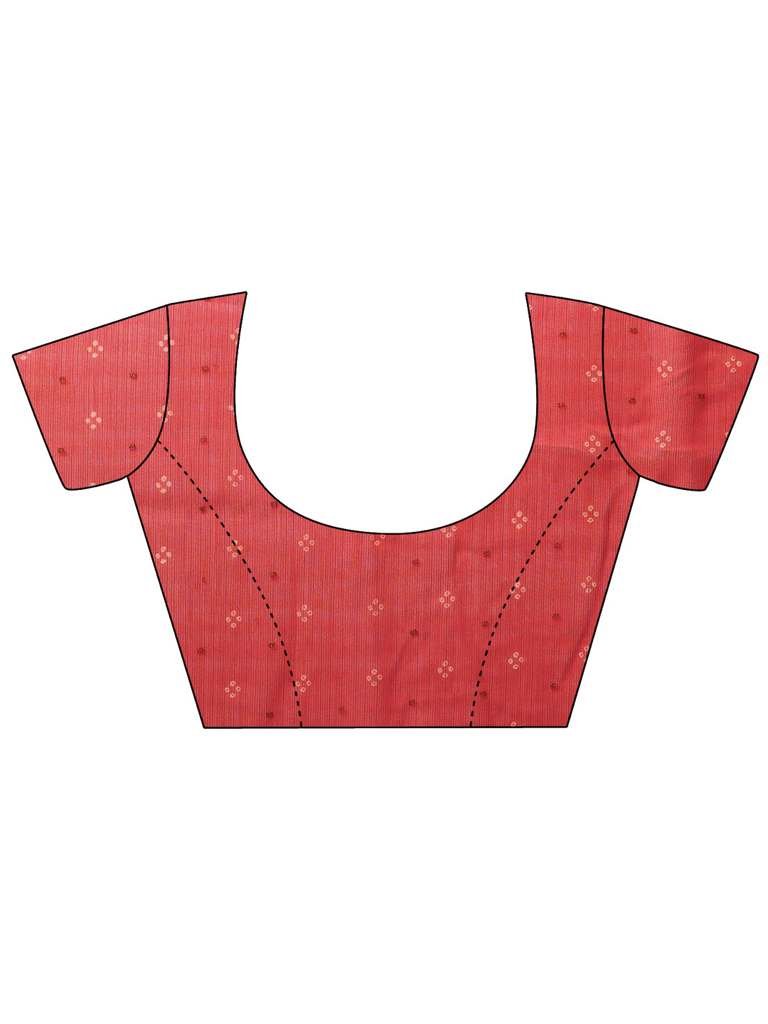  Red Bandhani Printed Chiffon Saree With Unstitched Blouse Piece 