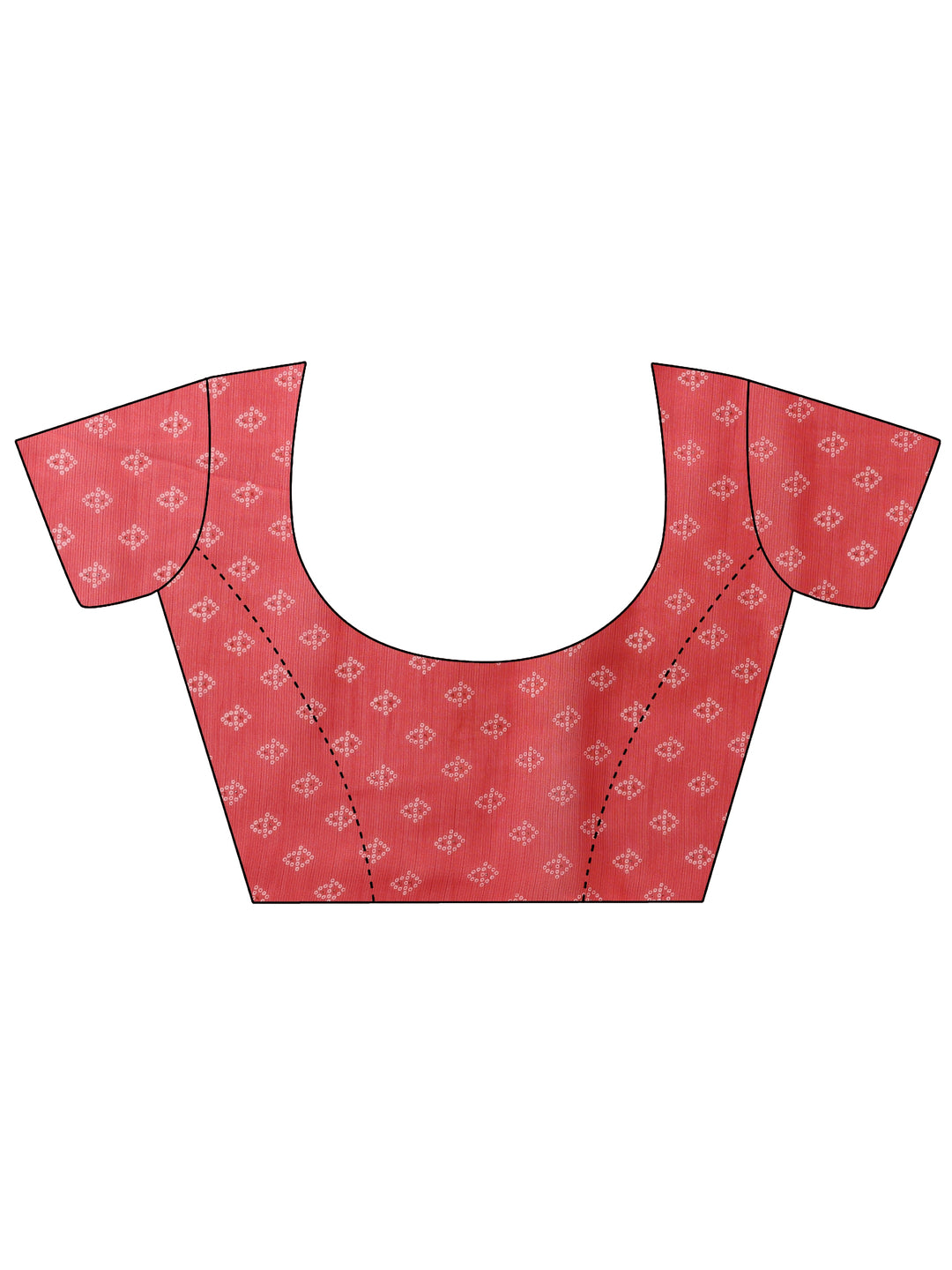  Red Bandhani Printed Chiffon Saree With Unstitched Blouse Piece 