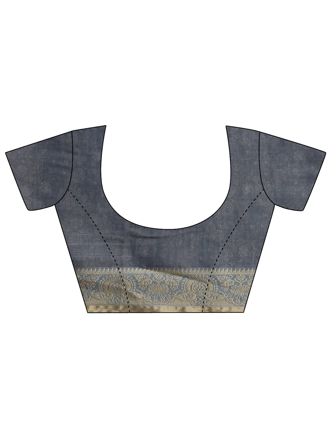  Blue Printed Jamdani cotton blend Saree With Unstitched Blouse Piece 