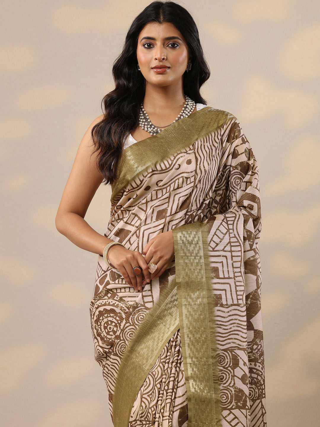  Green Printed Silk Blend Sarees With Unstitched Blouse Piece 