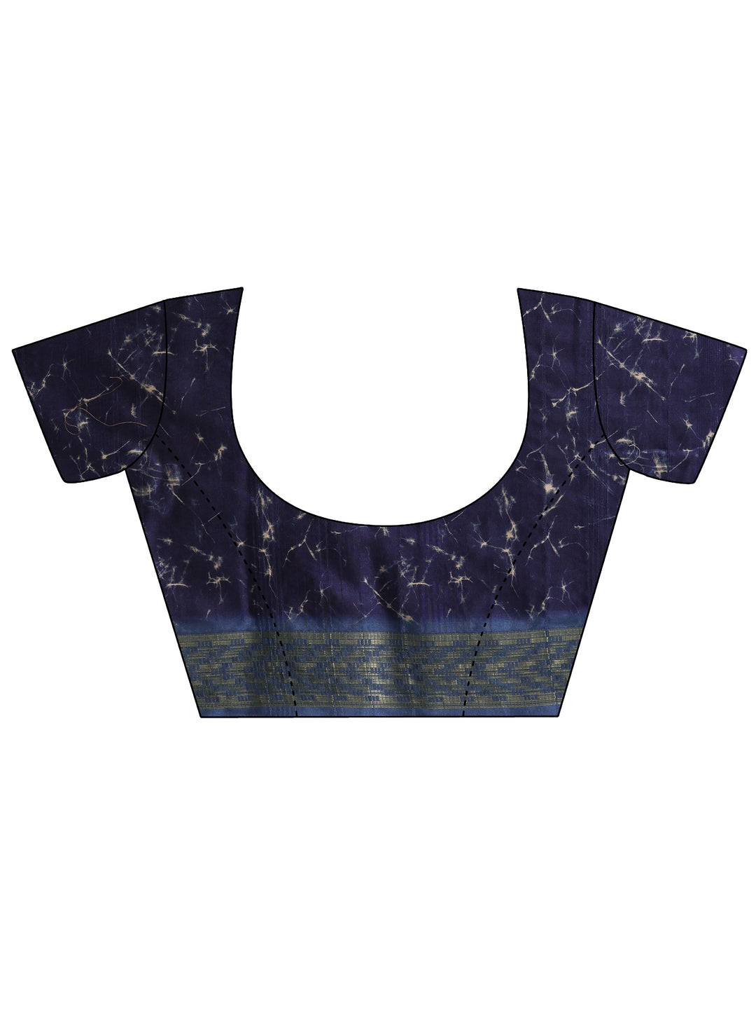  Blue Printed Silk Blend Saree With Unstitched Blouse Piece 