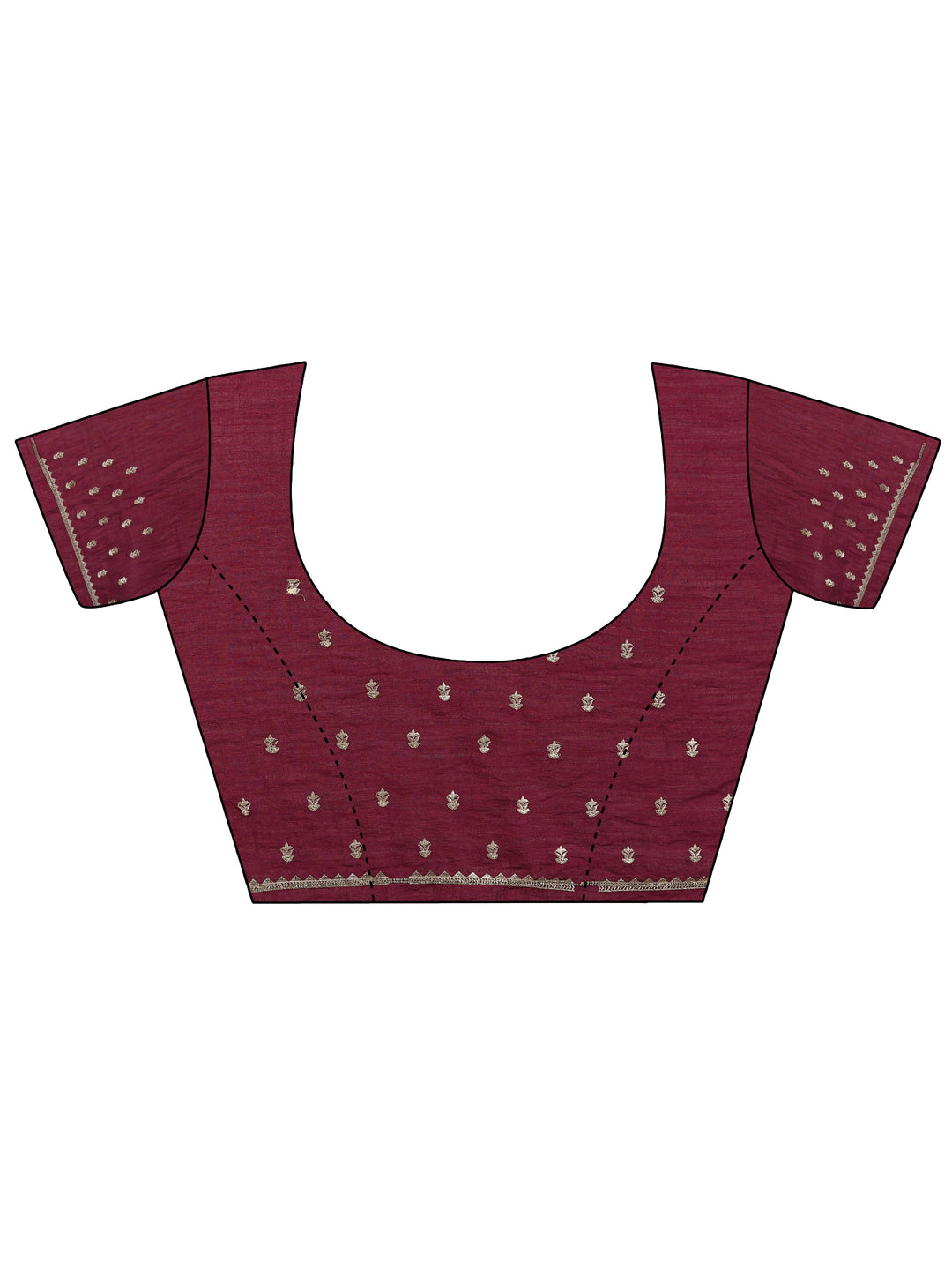  Burgundy Embellished Silk Blend Sarees With Unstitched Blouse Piece 