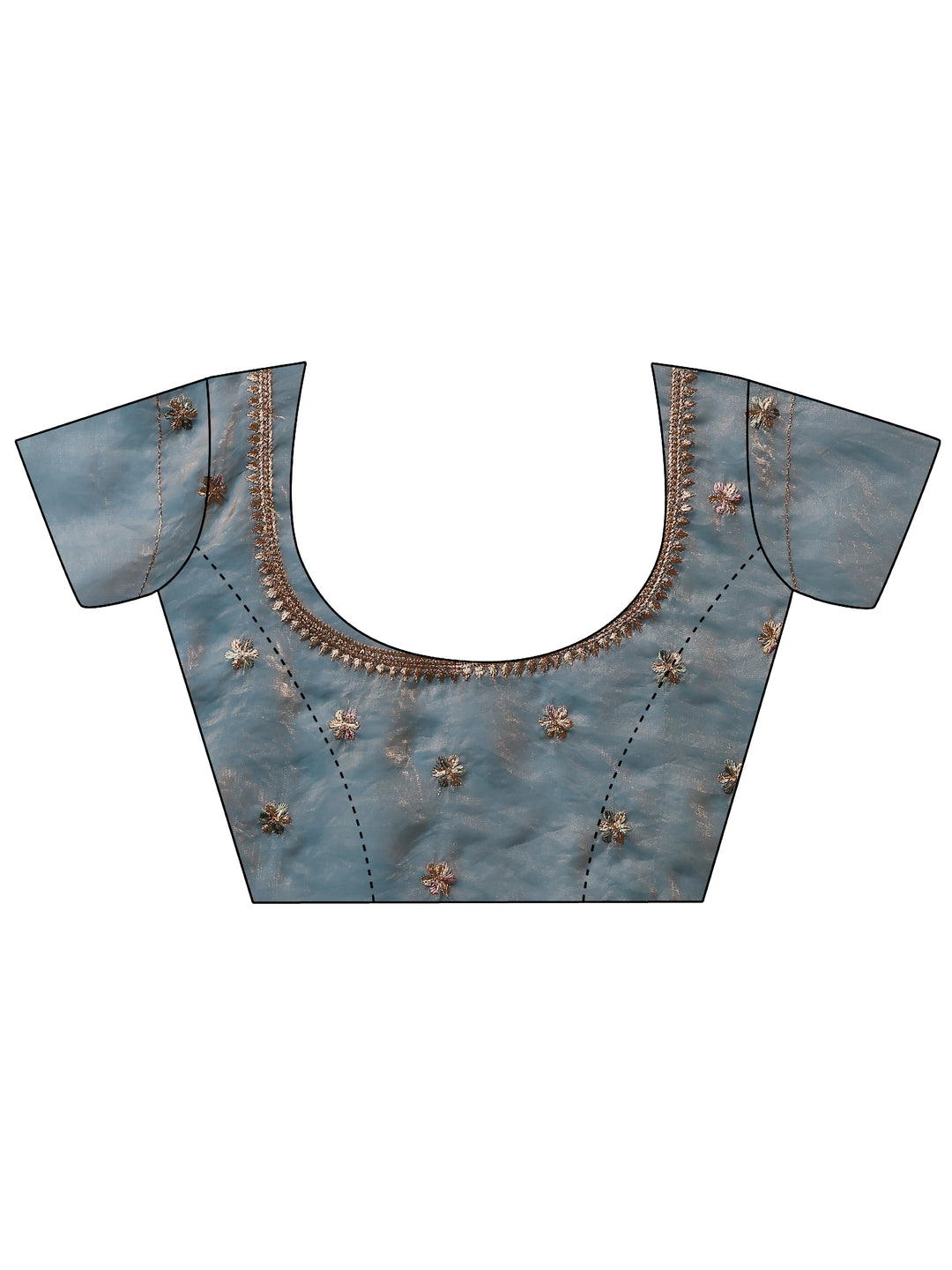  Blue Embellished Organza Sarees With Unstitched Blouse Piece 