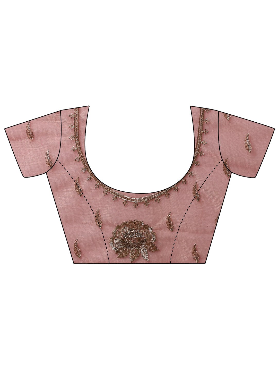  Coral Embroidered Nylon Sarees With Unstitched Blouse Piece 