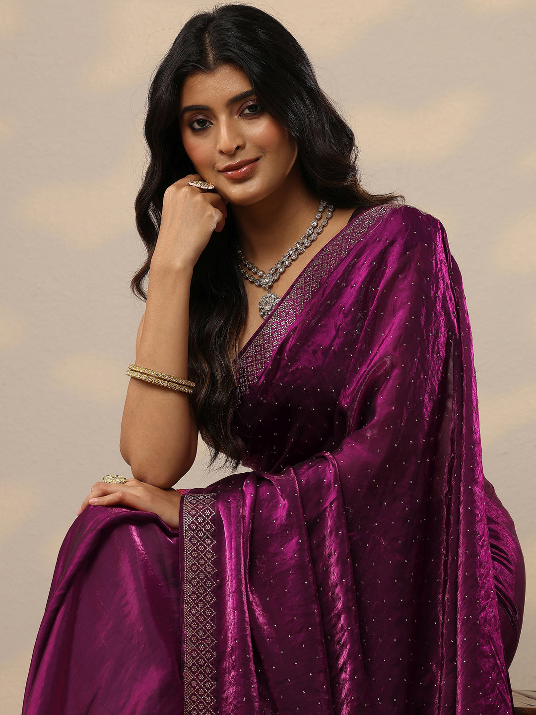  Pink Embellished Organza Sarees With Unstitched Blouse Piece 