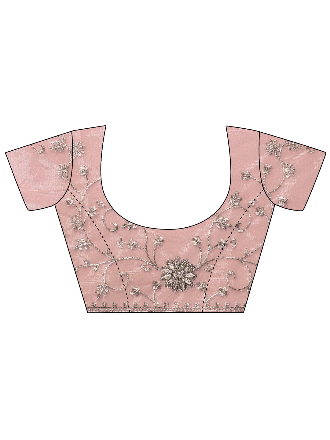 Pink Embroidered Nylon Sarees With Unstitched Blouse Piece 