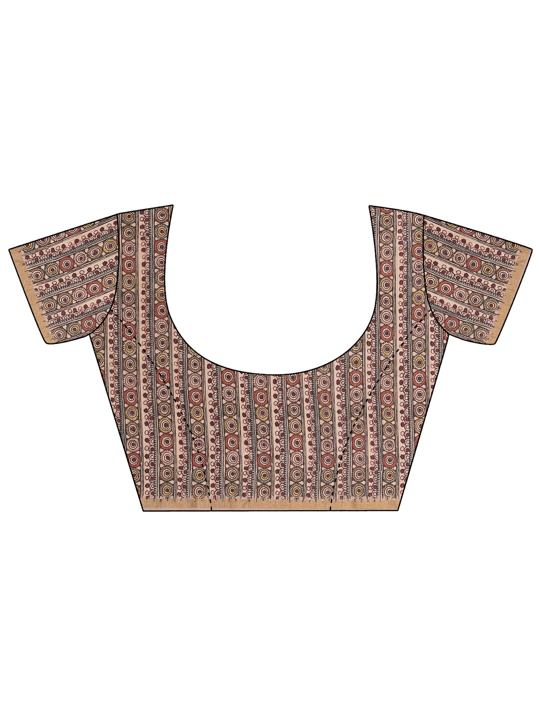  Brown Printed Silk Blend Sarees With Unstitched Blouse Piece 