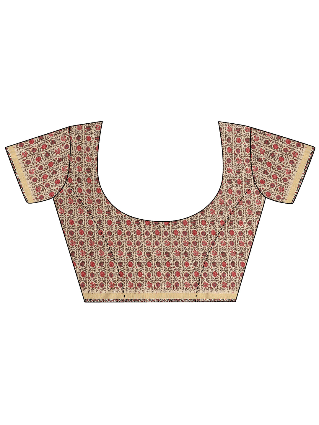  Beige Printed Silk Blend Sarees With Unstitched Blouse Piece 