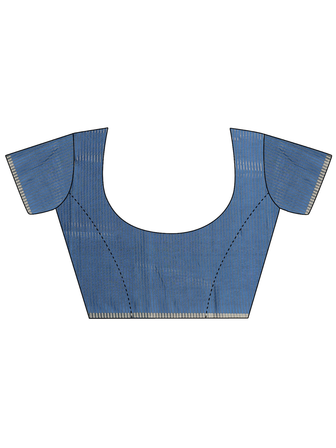  Blue Printed Silk Blend Sarees With Unstitched Blouse Piece 