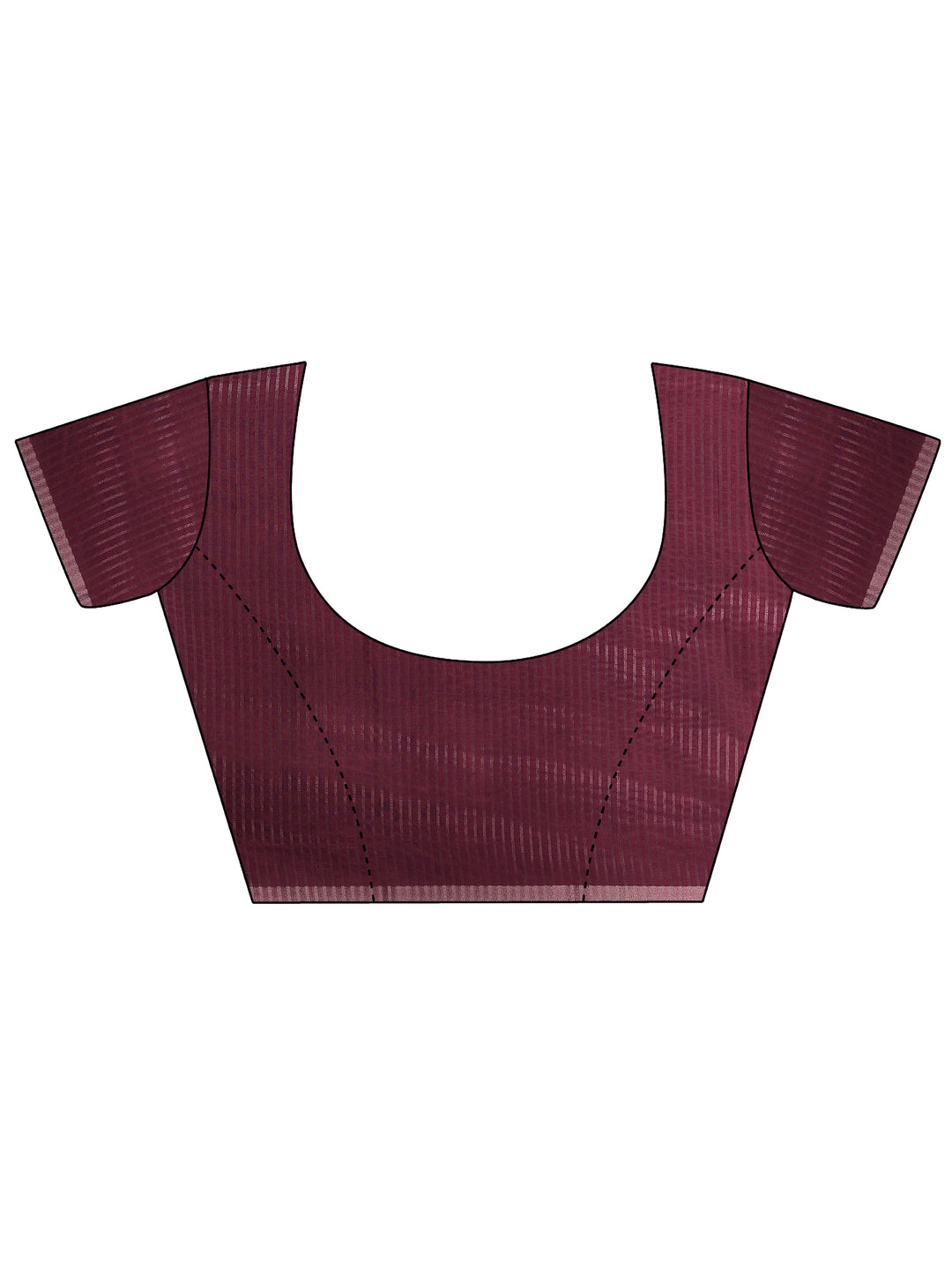  Burgundy Printed Silk Blend Saree With Unstitched Blouse Piece 