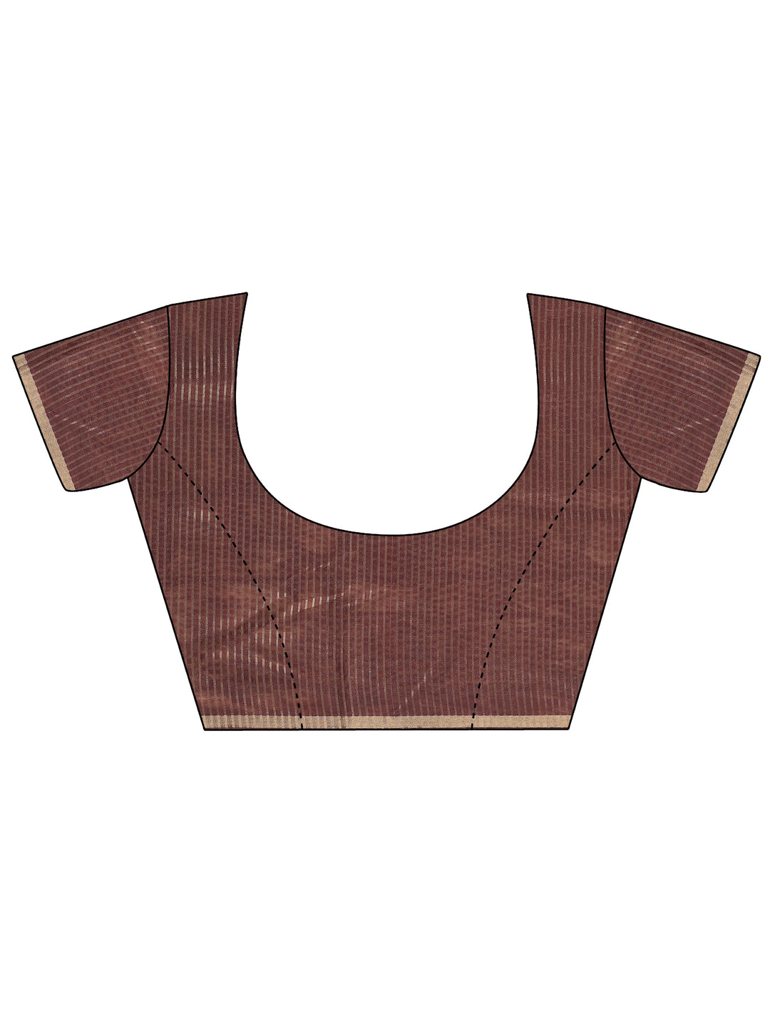  Brown Printed Silk Blend Saree With Unstitched Blouse Piece 