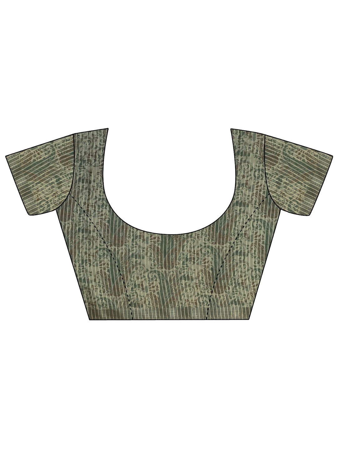  Green Printed Silk Blend Sarees With Unstitched Blouse Piece 