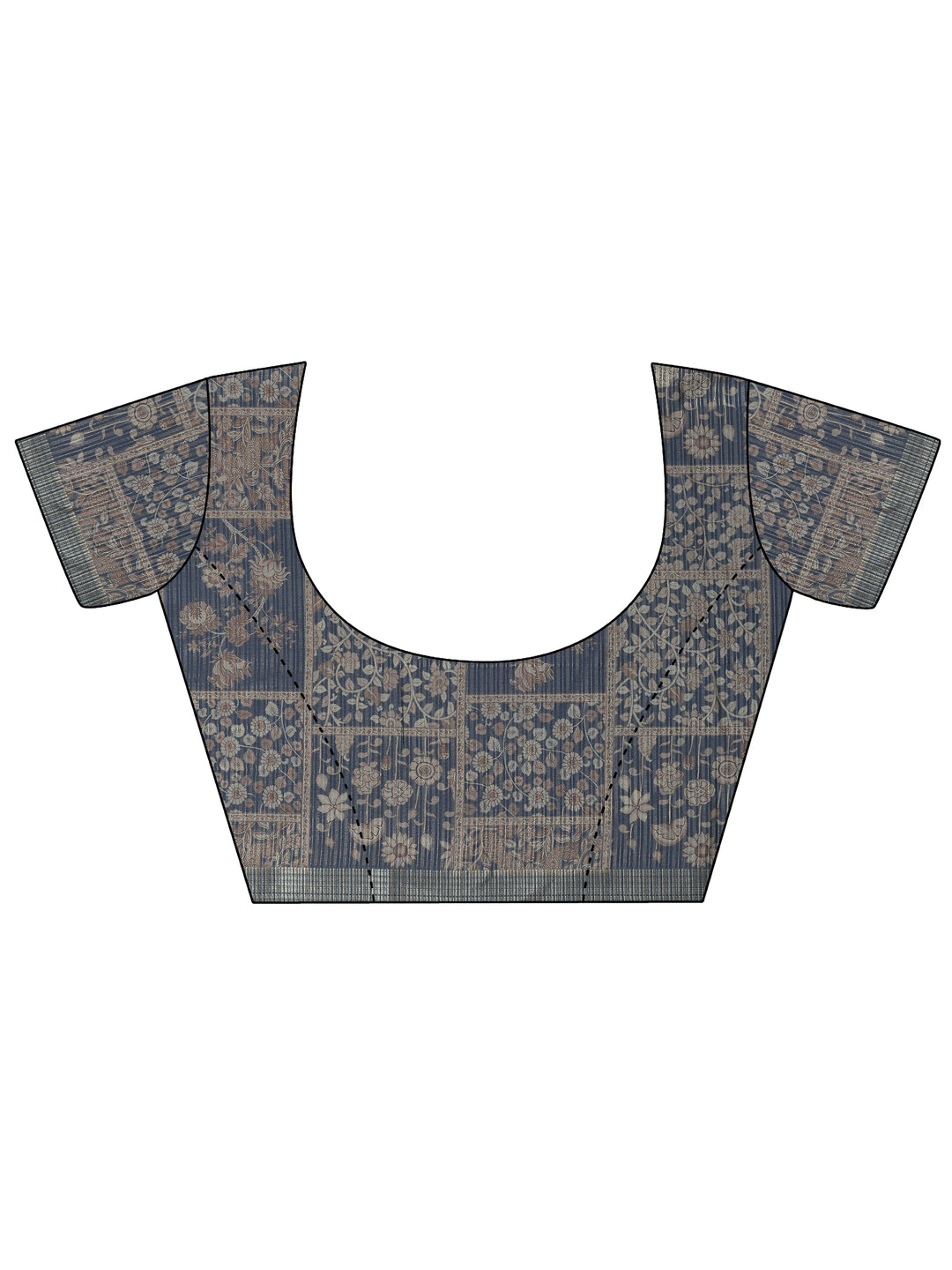  Grey Printed Silk Blend Sarees With Unstitched Blouse Piece 