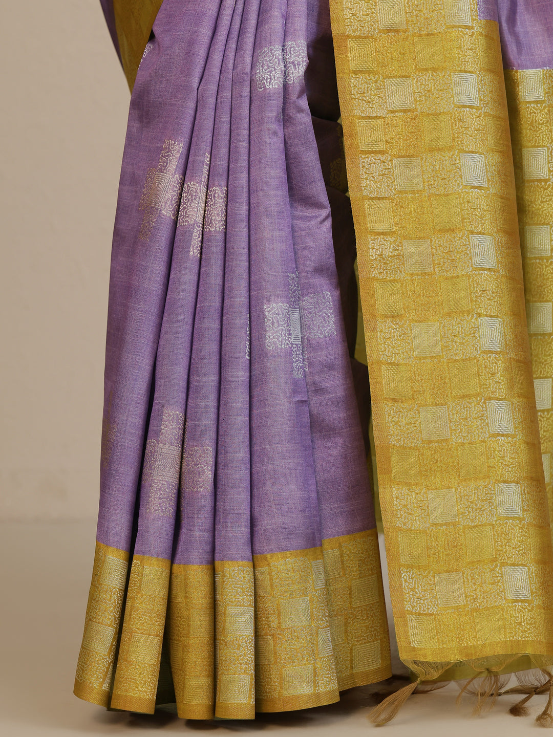  Purple Woven Design Silk Blend Saree With Unstitched Blouse Piece 